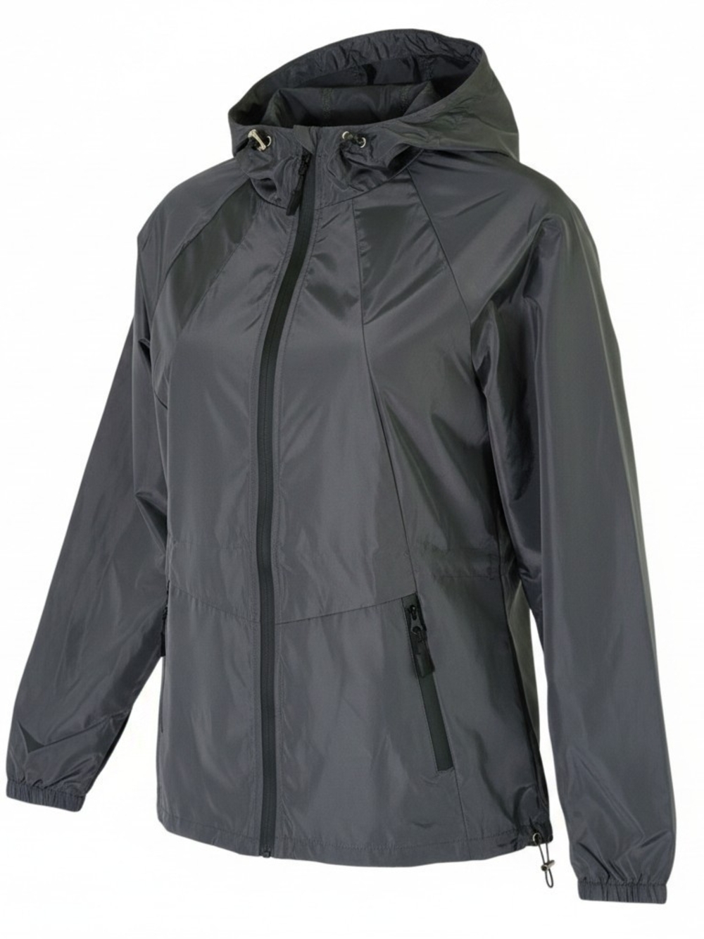 Women's Hooded Rain Jacket - Charcoal Gray